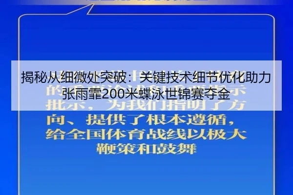 揭秘从细微处突破：关键技术细节优化助力张雨霏200米蝶泳世锦赛夺金